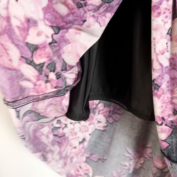 NY Collection B-Slim A-Line Floral Midi Dress XL Black Pink Tie Back Flattering - Picture 7 of 8